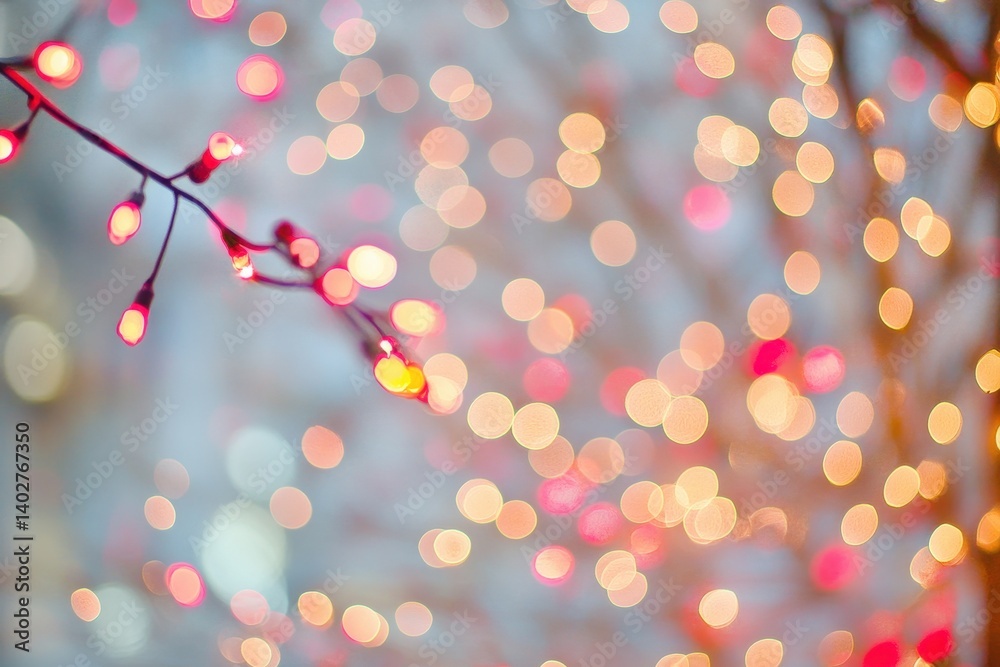 Wall mural bokeh lights in a colorful display of soft out of focus spheres