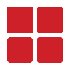 Red Square Shapes Corner Cut Icons