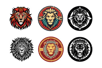 Lion head logo, lion king, Abstract face vector Mascot logo illustration icon, EPS