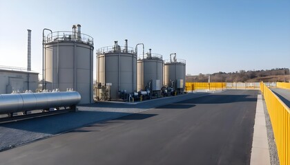 Obraz premium Industrial Storage Tanks and Asphalt Road