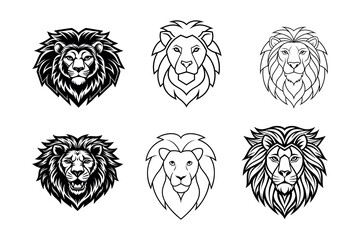 Lion head logo, lion king, Abstract face vector Mascot logo illustration icon, EPS