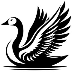 Obraz premium Silhouette of a swan flapping its wings