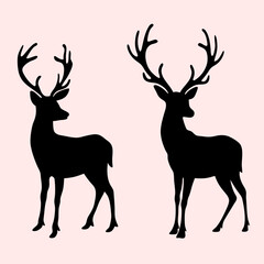 deer head silhouette vector black animal icon.