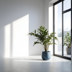 Minimalist Interior with Indoor Plant and Sunlight