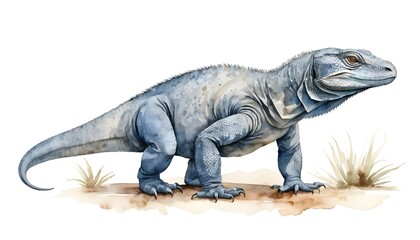 Obraz premium Watercolor Illustration of a Blue Iguana