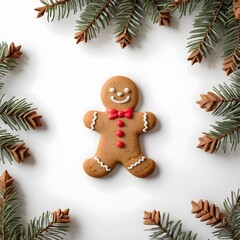 Gingerbread Man Cookie with Christmas Tree Branches