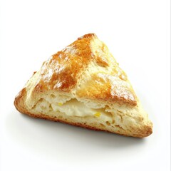 A freshly baked scone with a golden brown, crumbly exterior, soft