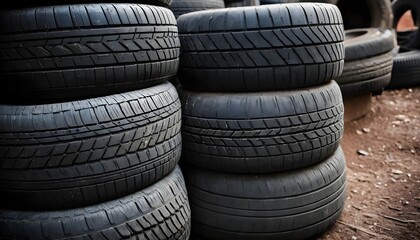 Obraz premium Stack of Used Tires