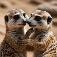 Two Meerkats Embracing
