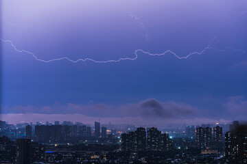 lightning over city
