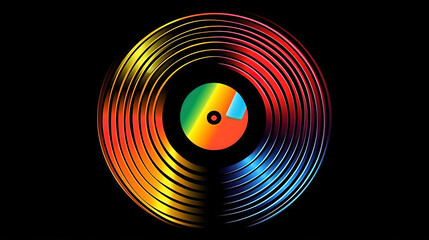 Creative Art Deco Vinyl Record Illustration on Dark Background with Copy Space