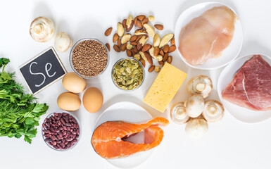 Foods contain selenium food. Selective focus.