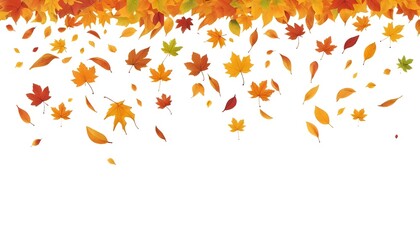Falling Autumn Leaves on White Background