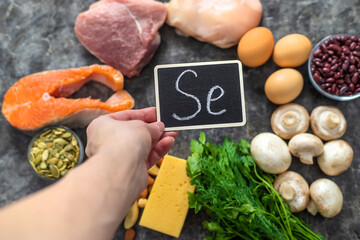 Foods contain selenium food. Selective focus.