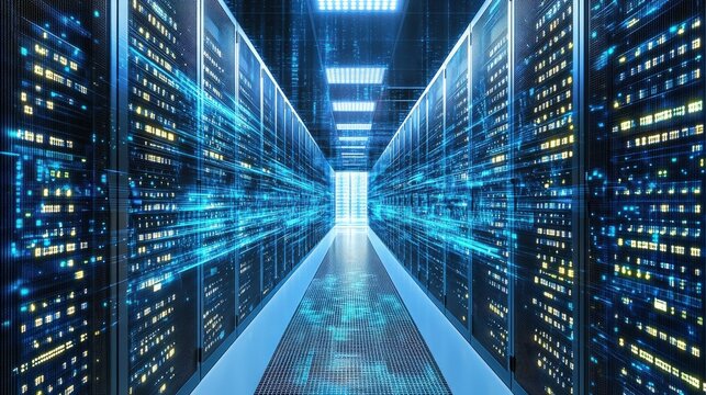 High-Tech Server Room Infrastructure - Powered by Adobe