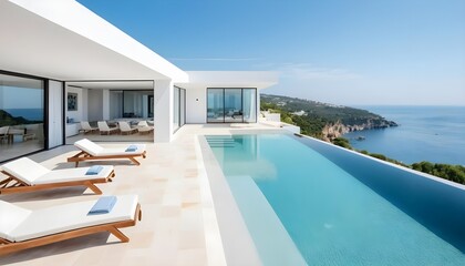 Fototapeta premium Modern Villa with Infinity Pool and Ocean View