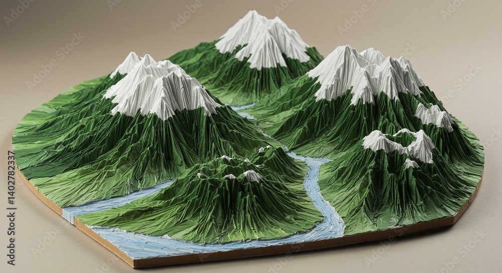 Poster a mountain range with a river running through it
