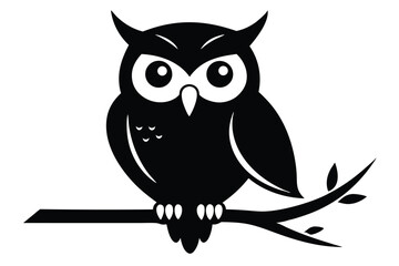 Owl Perched on Branch Silhouette Vector Design