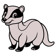 A cute badger  . Black and white vector illustration, emblem, logo, sign