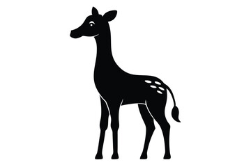 Baby Giraffe Looking Up Silhouette Vector Icon