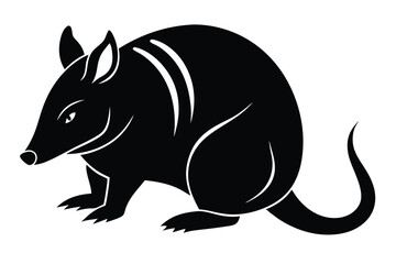 Armadillo Curled in Defense Pose Silhouette Vector