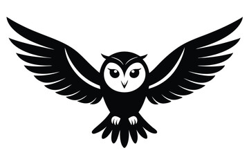 Barn Owl Flying Silently Silhouette Vector Art
