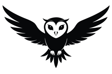 Barn Owl Flying Silently Silhouette Vector Art
