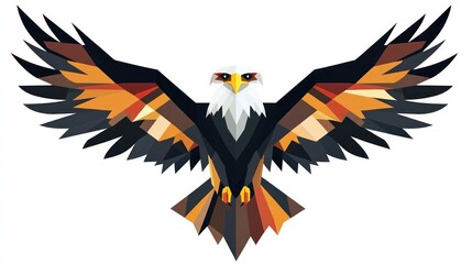 Fototapeta premium Geometric illustration of a soaring bald eagle.