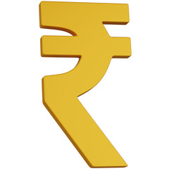 3d render golden Indian Rupee Symbol icon