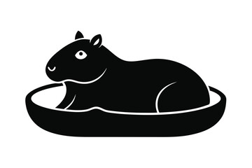 Capybara Relaxing in Hot Spring Silhouette Vector