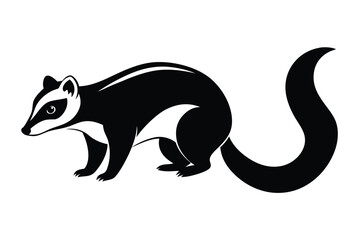Coati with Long Tail Climbing Silhouette Vector