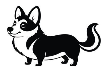 Corgi Dog Wagging Tail Silhouette Cartoon Vector