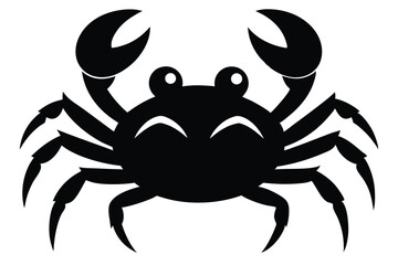 Crab with Raised Claws Silhouette Cartoon Vector