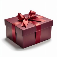 Maroon Gift Box with Red Ribbon