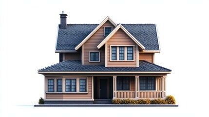 house 3d vector render png isolated.