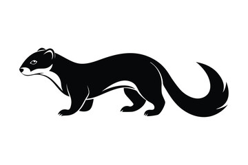 Ferret Slinking Along Ground Silhouette Vector Design