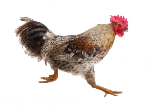 Rooster Running in Dynamic Mid-Stride Pose Transparent Background
