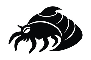 Hermit Crab in Shell Crawling Silhouette Vector Design