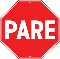 Obraz premium PARE stop sign in red octagon. Vector icon