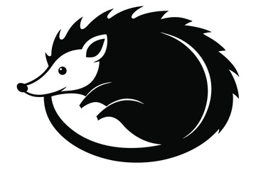 Hedgehog Curled Into a Ball Silhouette Vector Line