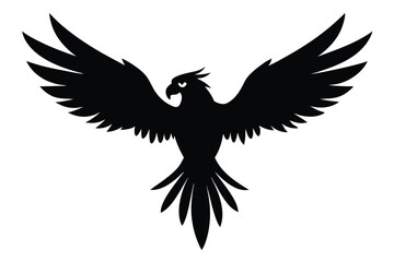 Macaw Flying with Open Wings Silhouette Vector
