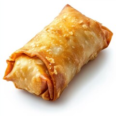 A golden crispy fried spring roll with a crunchy exterior, savory vegetable filling, and a slight golden hue