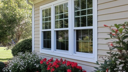 Single Hung Vinyl Windows in a House With Vinyl Siding.
