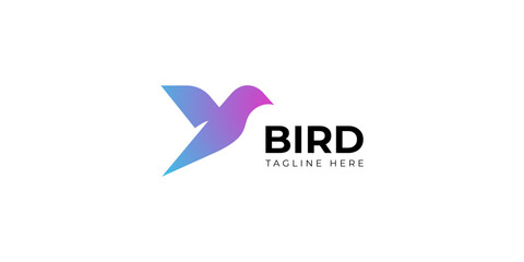 Bird logo design, gradient logo design, animals logo design template