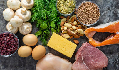 Foods contain zinc food. Selective focus.