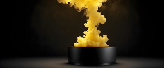 Abstract Yellow Smoke Rising from Black Cylinder