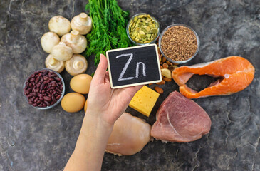 Foods contain zinc food. Selective focus.