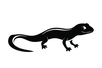 Salamander Crawling Silhouette Vector Illustration