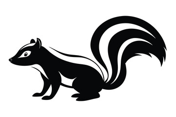 Skunk Raising Tail Silhouette Cartoon Vector