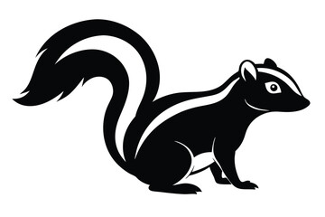 Skunk Raising Tail Silhouette Cartoon Vector